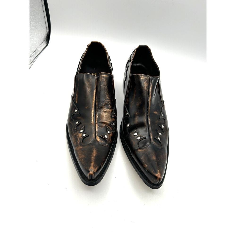 Fiesso Aurelio Garcia Loafer Mens 11 Black Bronze Distressed Studded Pointe Toe